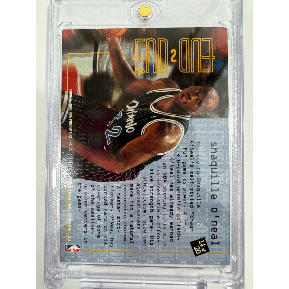 Fleer Ultra Trading Card Shaq O'Neal OS Blue Good 1996-97 End 2 End 14/20 Insert - Picture 2 of 3